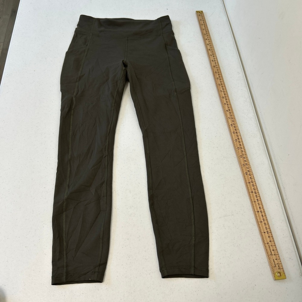 Lululemon Womens Size 6 Dark Olive High Rise Pocket Leggings 25 Inseam